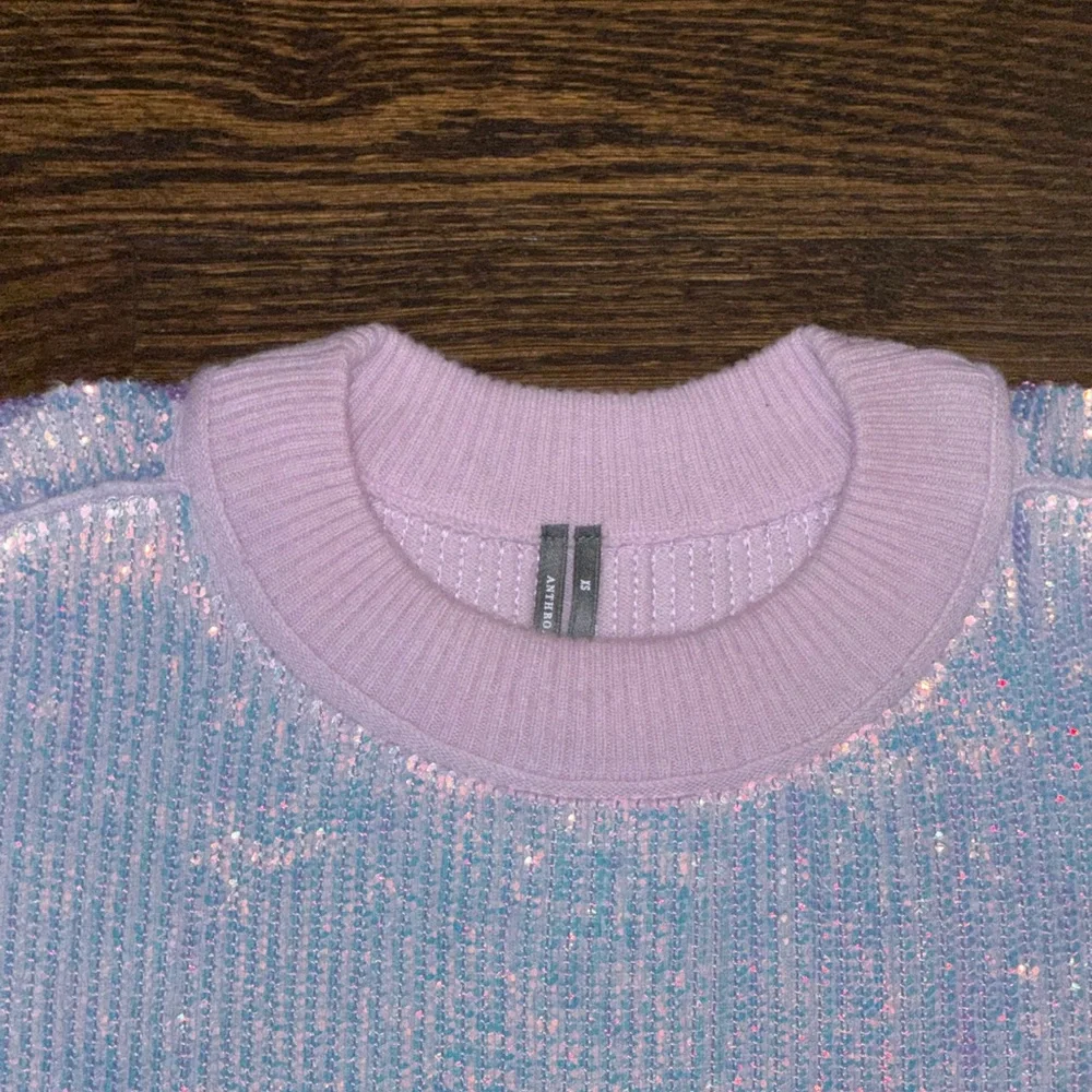 Anthropologie The Goldie Crew-Neck Cashmere Blend Sequin Sweater - Picture 3 of 12